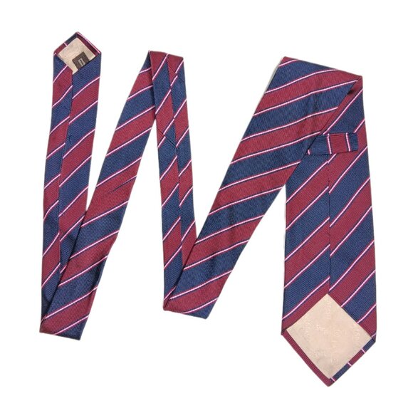 Paul Stuart Silk Repp Tie Men’s Long 62” Burgundy Navy Designer Classic New - Picture 3 of 4
